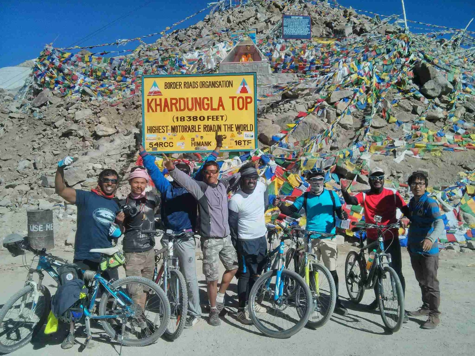Cyclists from Bangalore at Khardungla Top