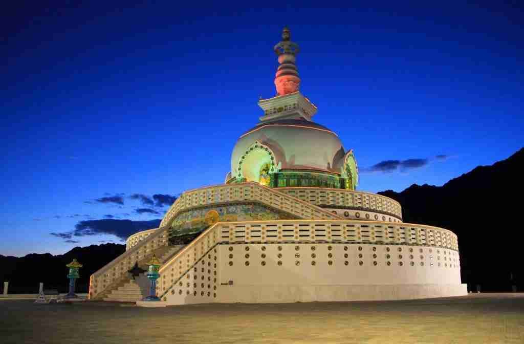 Top things to see in Leh Ladakh: Shanti stupa at sunset