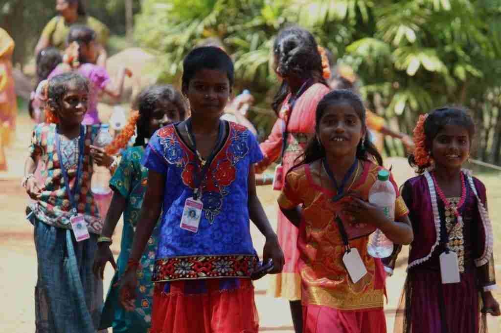 Kids on a day trip to Auroville - Copy