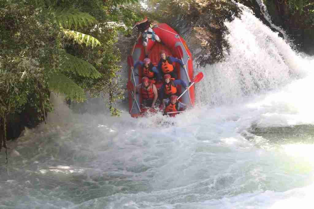 Raft at the Kaituna river which has worlds tallest commercially rafted waterfall