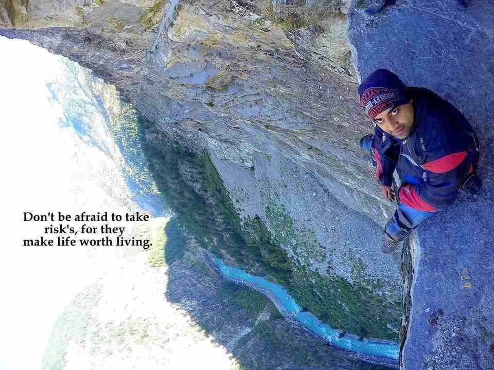 Charan while riding on one of the most dangerous roads of the world