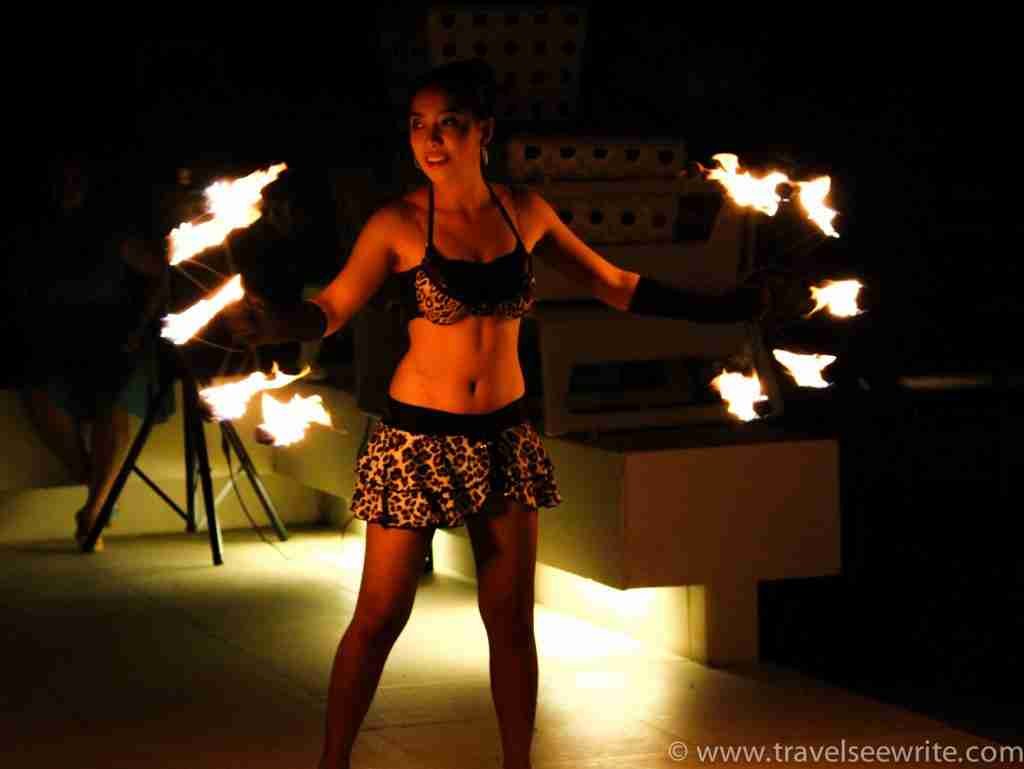 Fire dancer, Costa Pacifica, Baler