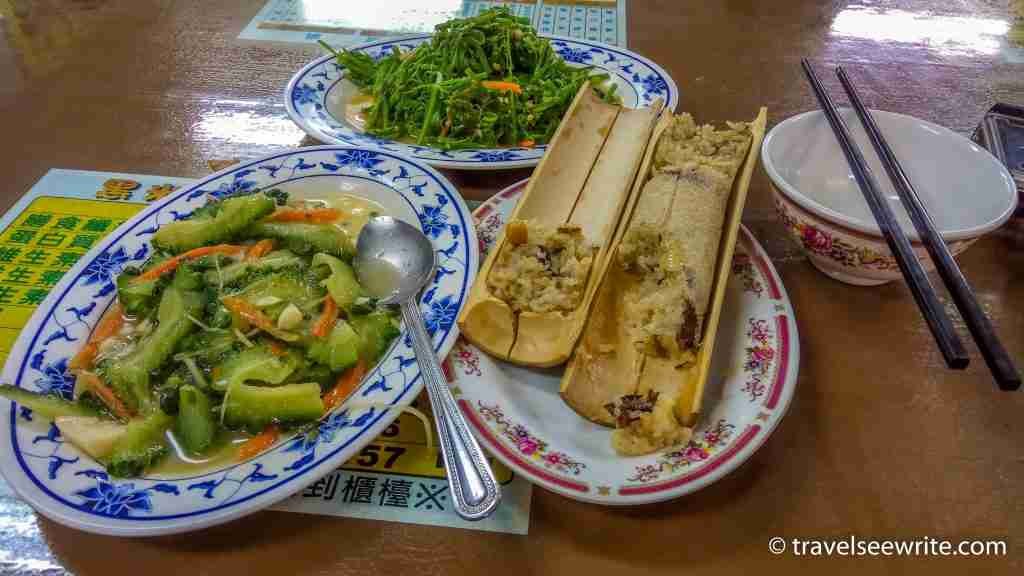 Aboriginal food at Wulai local market, Taiwan