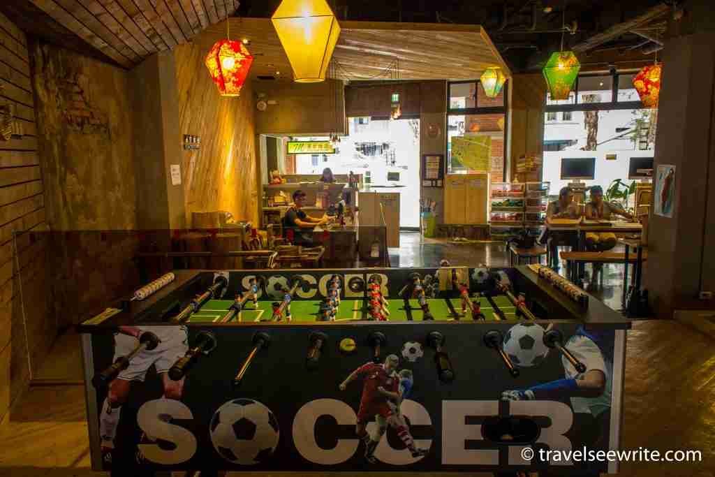 Lounge area of Meander Hostel, Taipei, Taiwan