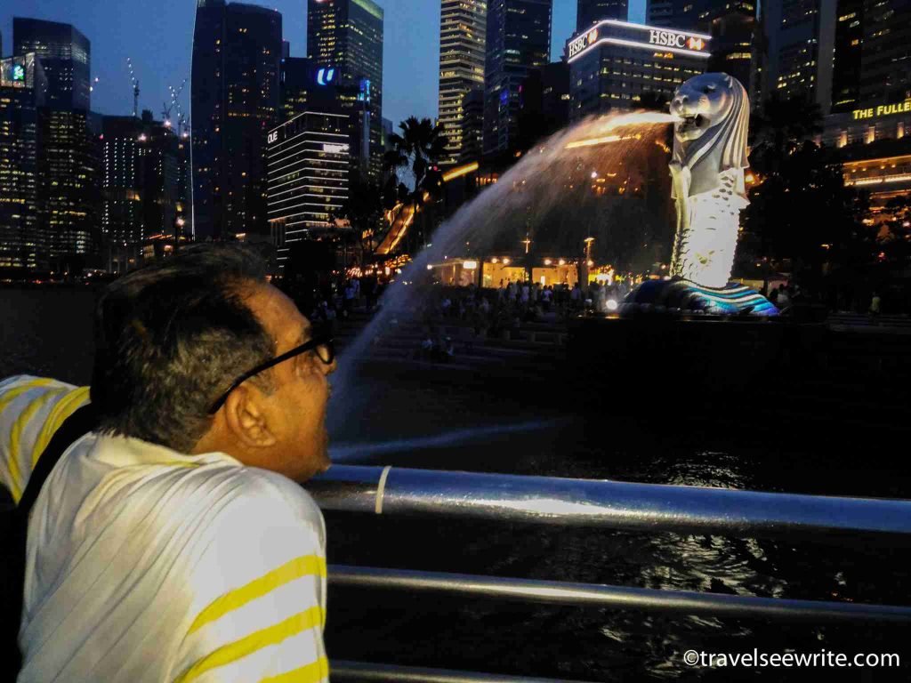 My dad at Merlion, Marina Bay, Singapore