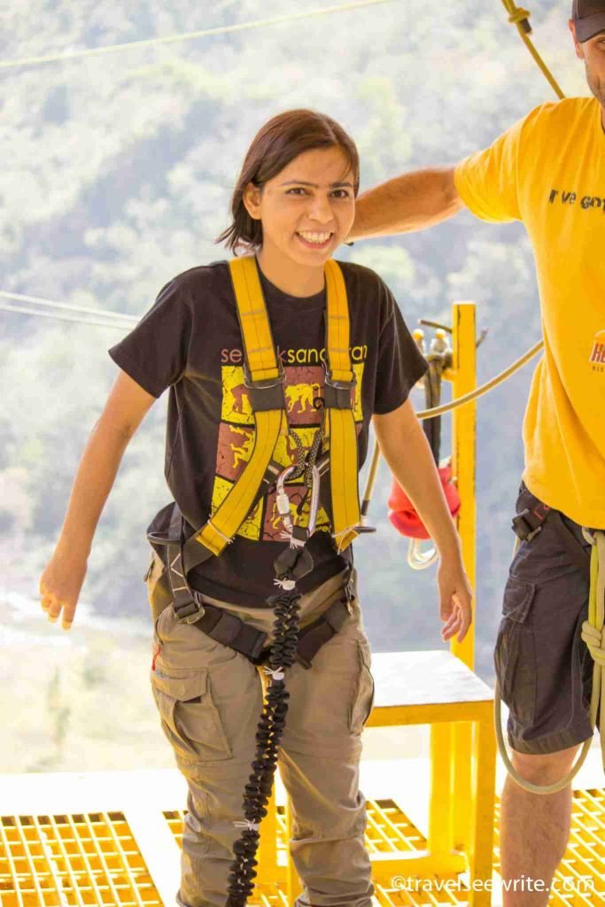 Harnessed for the Bungee Jumping 