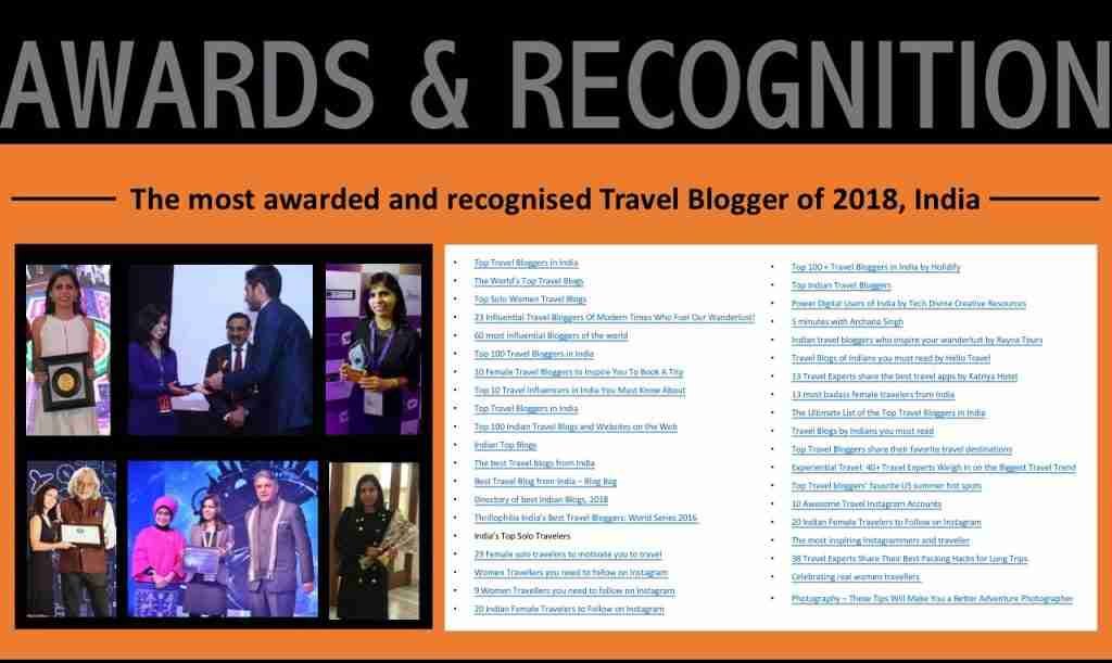 Travel See Write is one of the most awarded Travel Bloggers of India