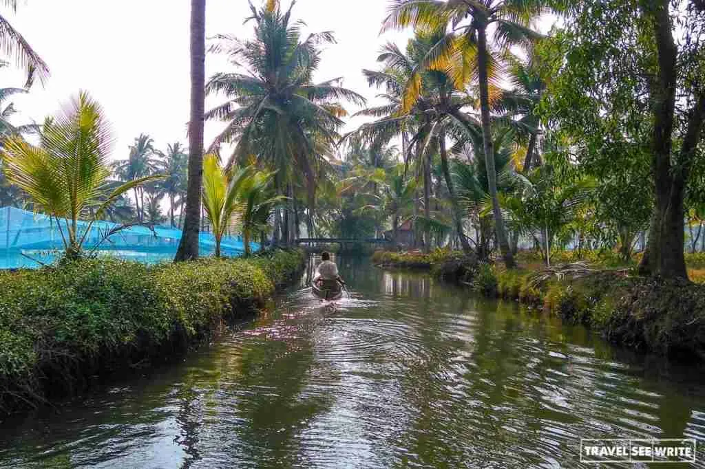 A traditional houseboat in Kerala