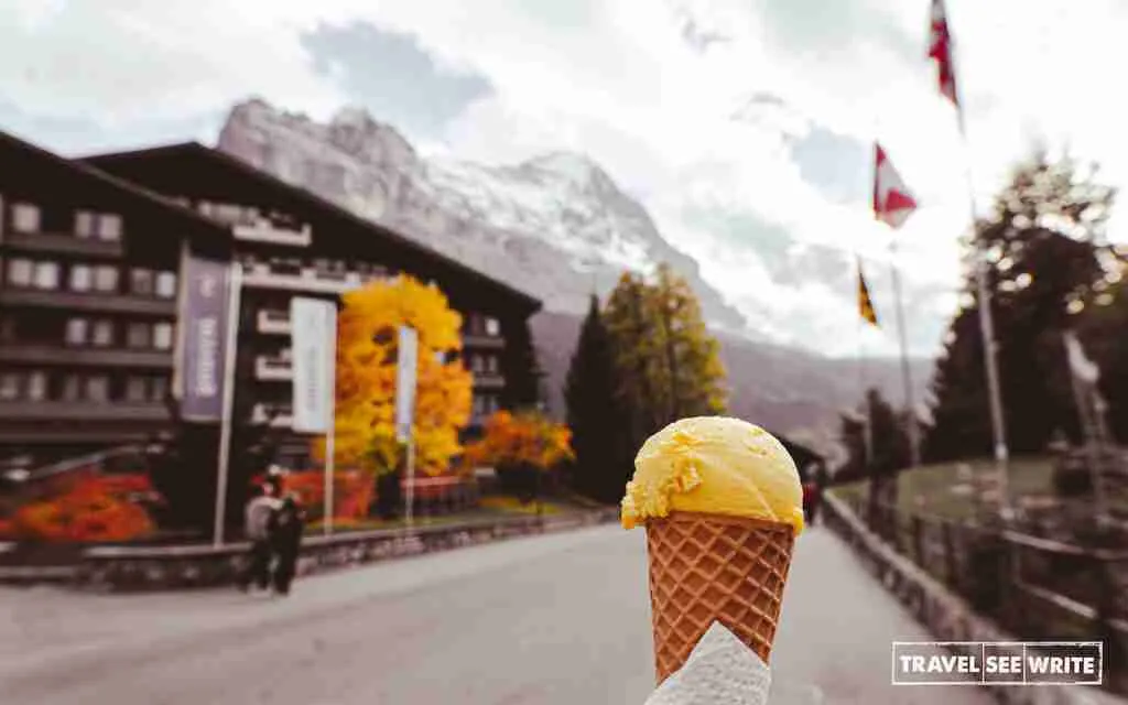 Besides trying the authentic Swiss delicacies don't forget to try an Italian Gelato in Grindelwald