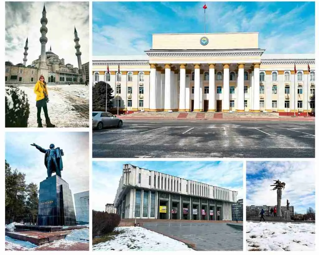 Top things to do in Bishkek - visit landmarks like the Manas Statue, Victory Square, Ala-Too Theatre, the State History Museum, and the Kyrgyz National Philharmonic.