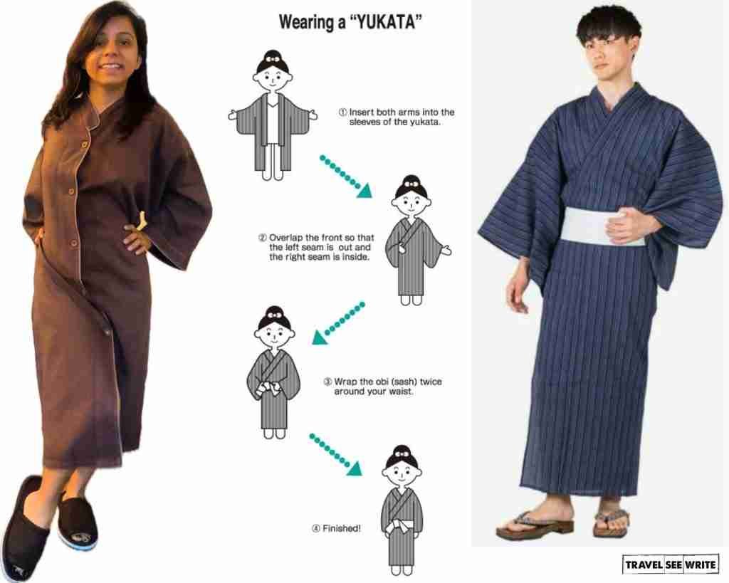 When staying in a hotel or Ryokan, try wearing a Yukata, a simplified version of the traditional Japanese Kimono