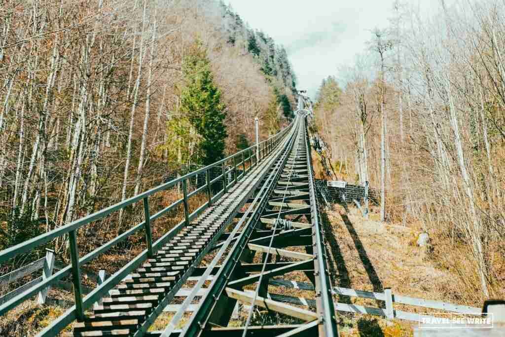 Riding the Salzbergbahn funicular to the ‘World Heritage Skywalk.’