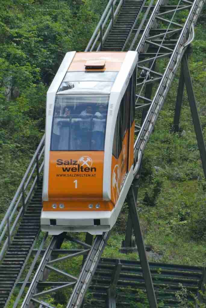 Salzbergbahn funicular that takes you to the ‘World Heritage Skywalk’ and Hallstatt Salt Mine