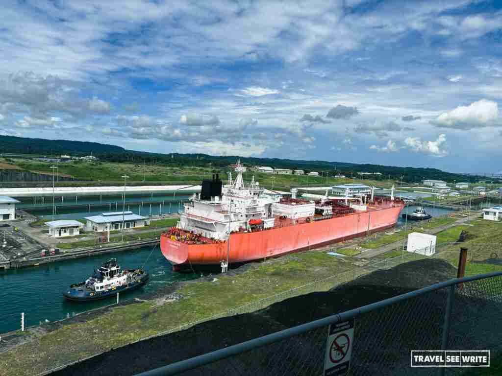 Locks and Lifting: The Panama Canal uses a system of locks to lift ships 85 feet above sea level to Gatun Lake before lowering them on the other side to cross the isthmus