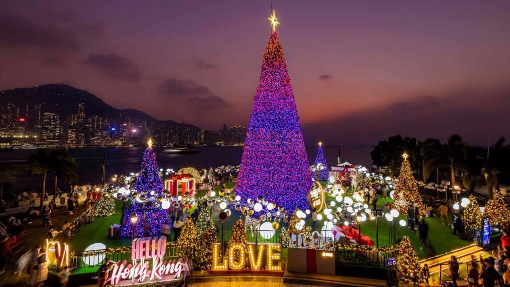 The centrepiece of Hong Kong WinterFest 2024 celebrations is the 20-metre Christmas tree