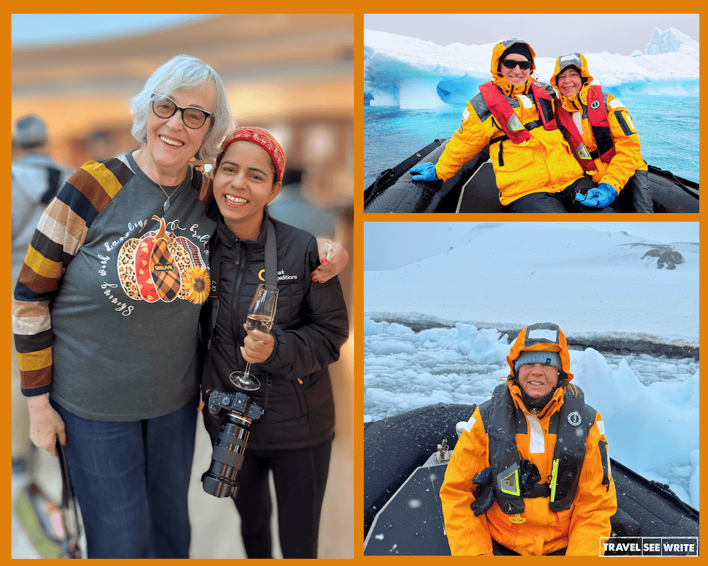 Meeting travellers from different parts of the world from different backgrounds was one of the highlights of my Antarctica trip (L to R)- Carla from the USA, a dutch couple and Mary from the UK.