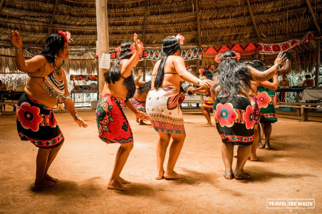 Indigenous people of Panama - Embera community members presenting their dance and music.