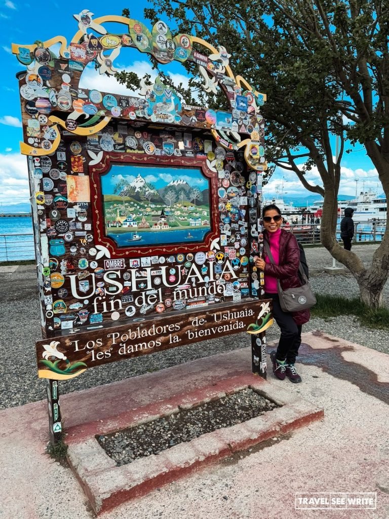 The End of the World signboard in Ushuaia, Argentina