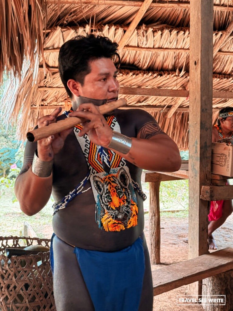 Indigenous people of Panama - musical instruments used by the Embera community are crafted from forest materials. 