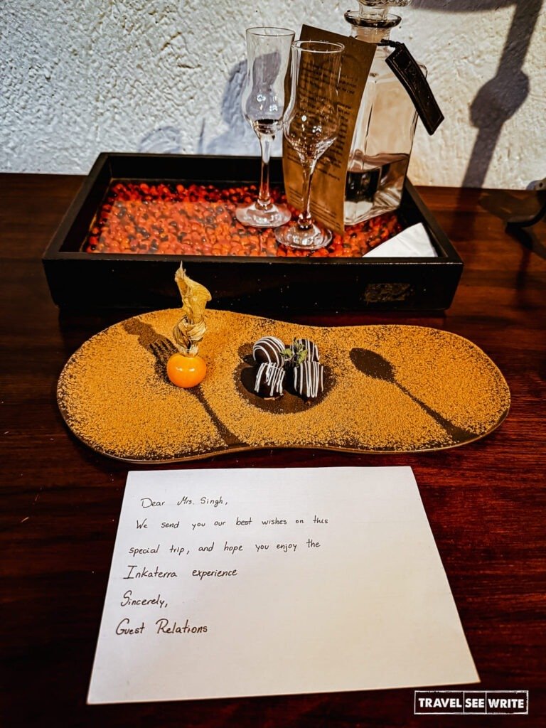 A handwritten welcome letter along with goodies