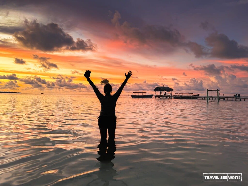 Sunset at Guna Yala, Yanis island - one of the self-governed territories of the Indigenous people of Panama